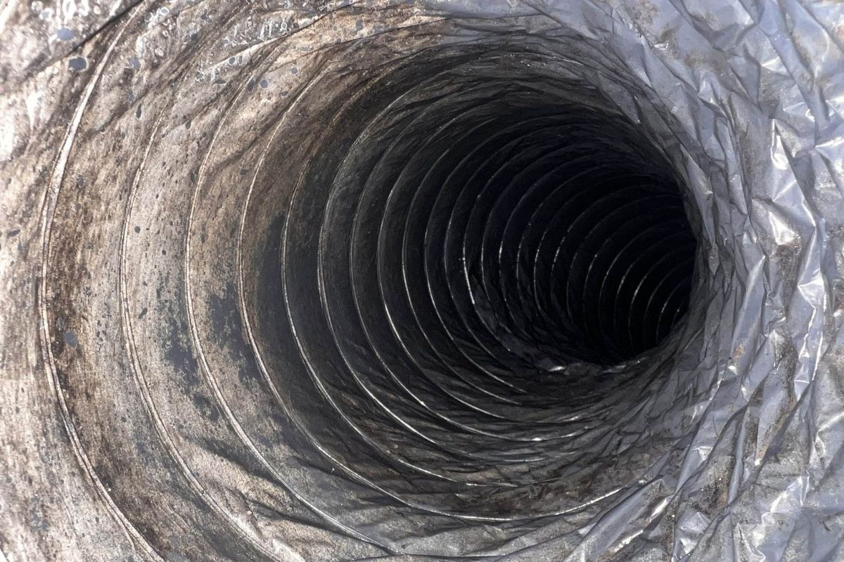 The inside of an air duct after cleaning