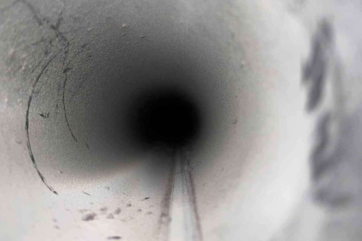 The inside of a dryer vent after cleaning